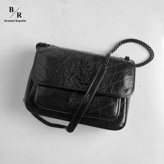 [VIP QUALITY] Tas YSL Niki Medium in Vintage Leather Black Bag