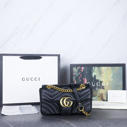 Tas Gucci GG Marmont Metalase Mini Black Bag